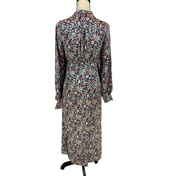 Floral Mock Jacket Long Sleeve Maxi Dress - Black Pink Green - size 0 - Picture 4 of 7